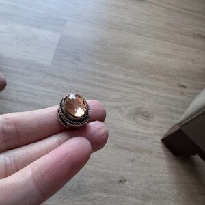 Silver-Tone Bracelet Charm with Citrine-Color Gemstone